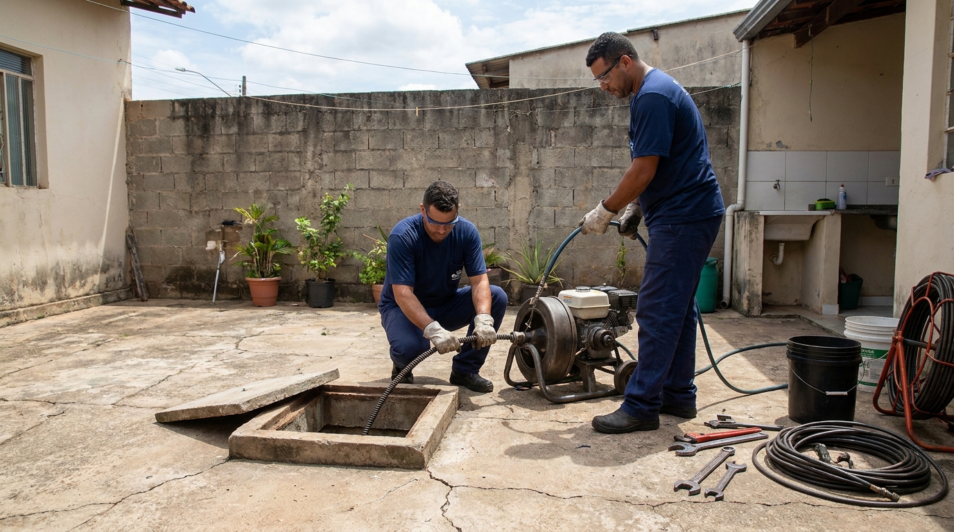 Desentupimento de esgoto residencial em Palmas‑TO